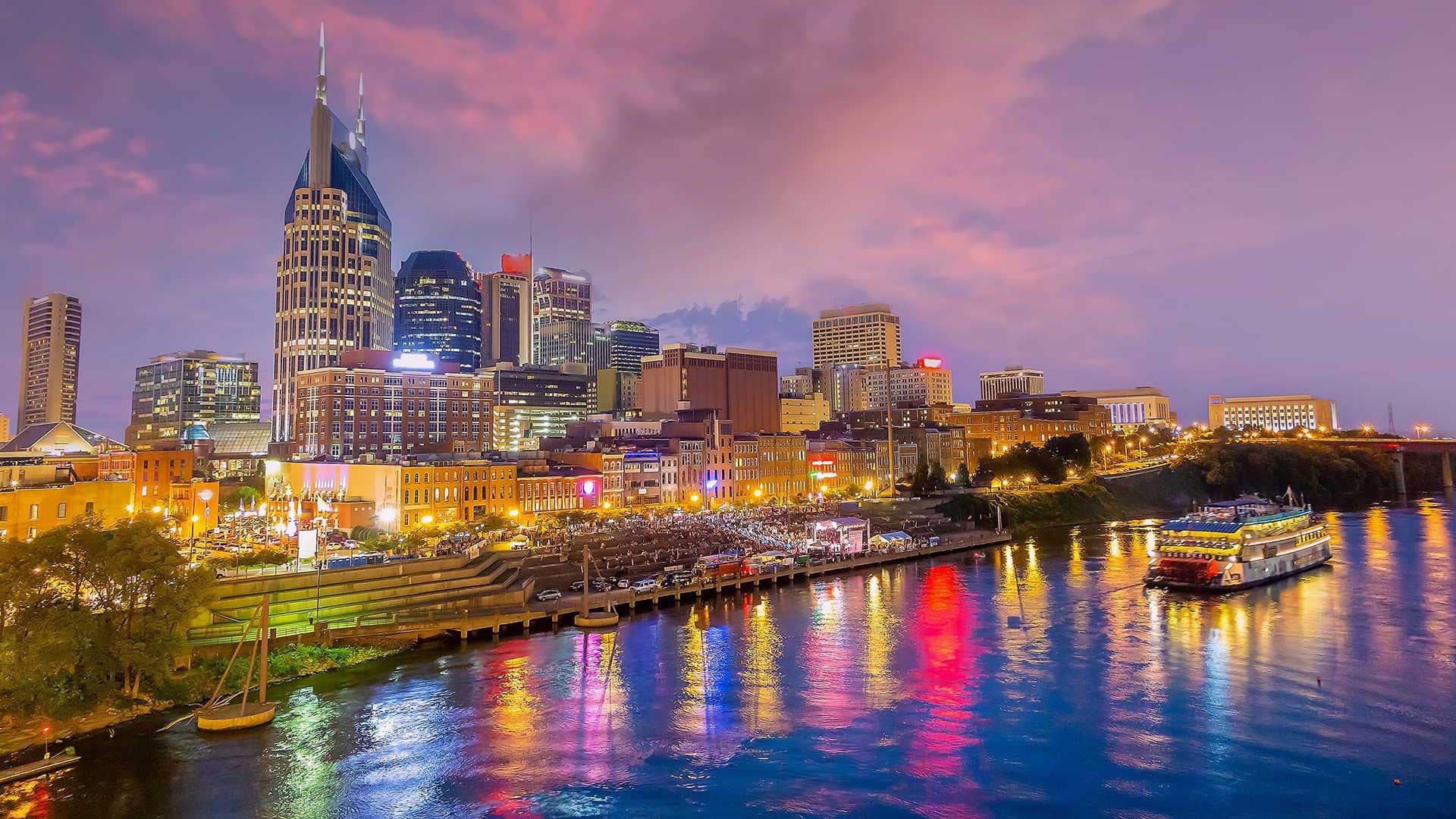 Downtown Nashville Skyline at Night