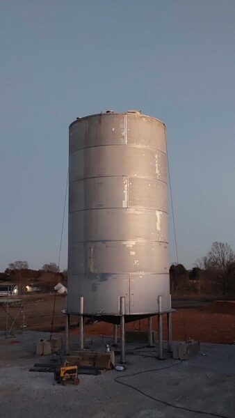 Stainless steel 17'6"x31'3" self-supporting cone roof tank built for Horse Soldier Bourbon in Somerset, Ky.