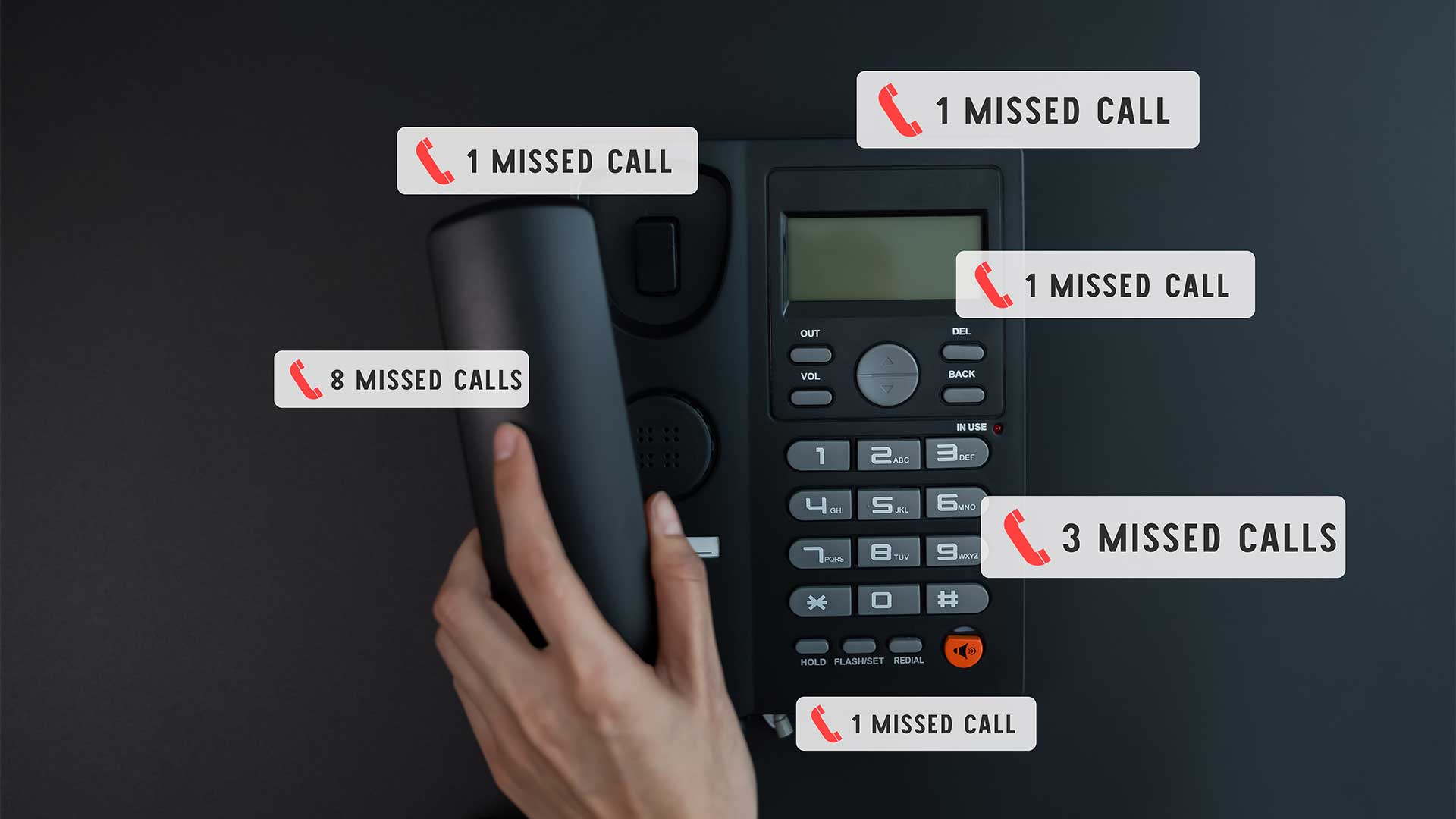 Phone displaying several missed calls