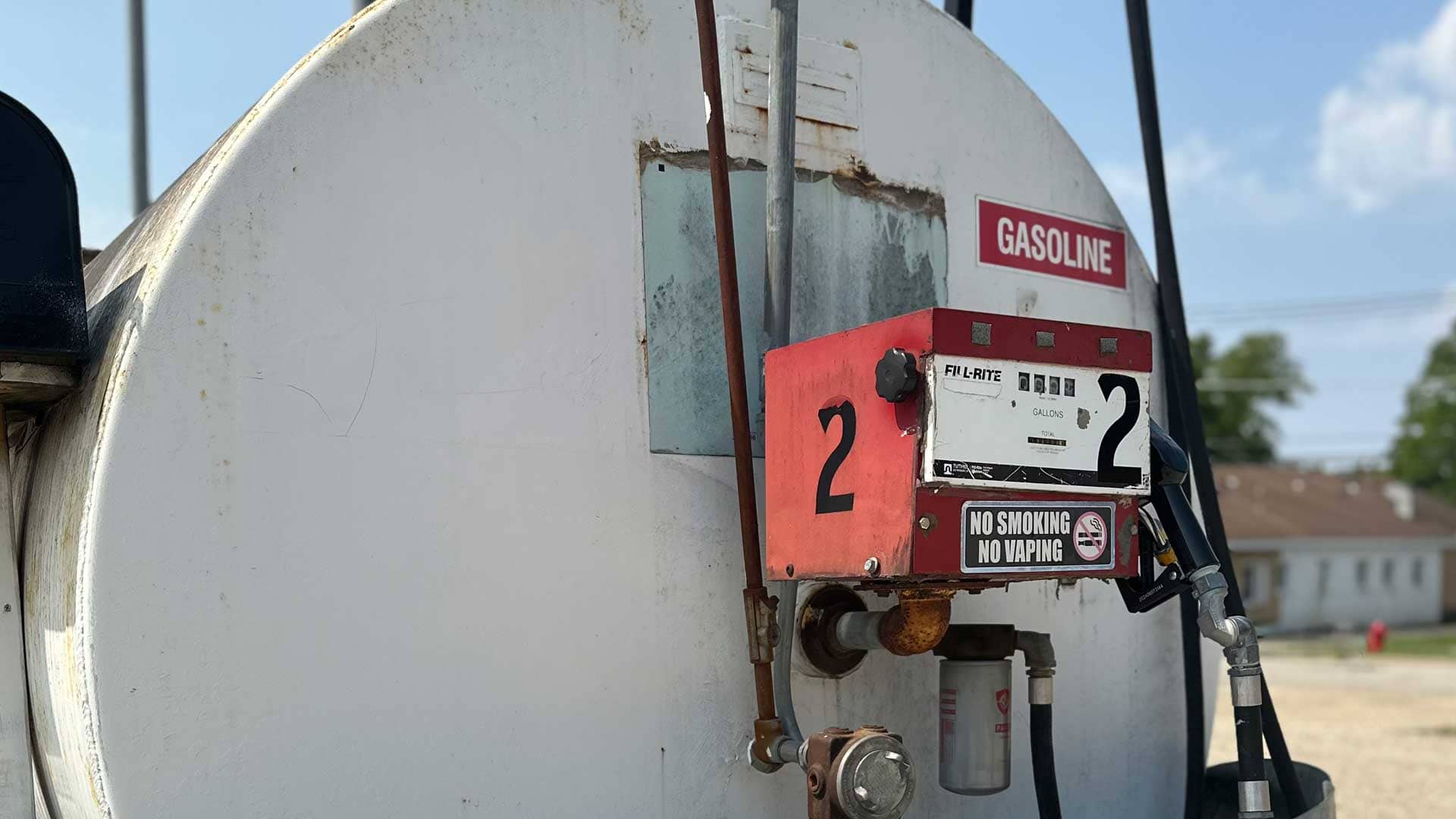 Fuel storage tank with missing labels