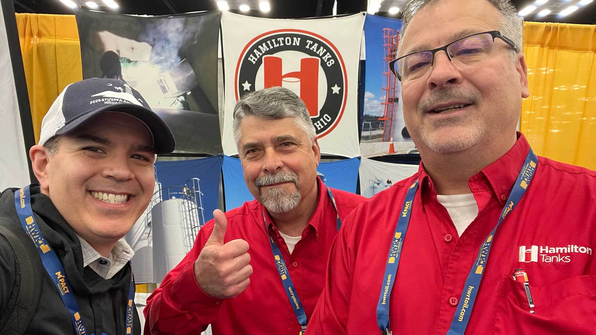 Tim O'Toole (left) with Rex Queen (center) and Mike Davis (right) of Hamilton Tanks at the 2025 M-PACT Tradeshow in Indianapolis.