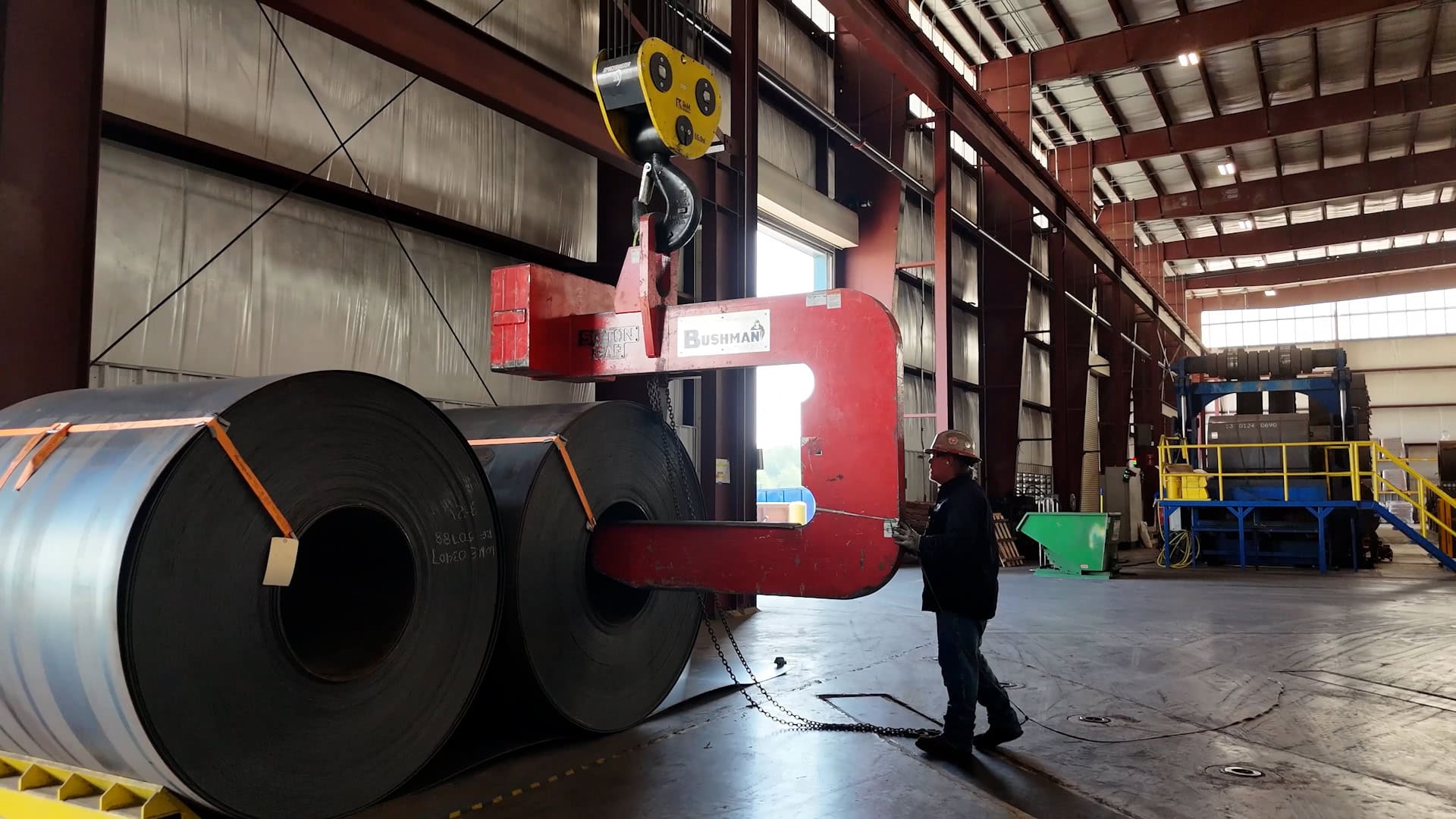 Steel coil in a mill.