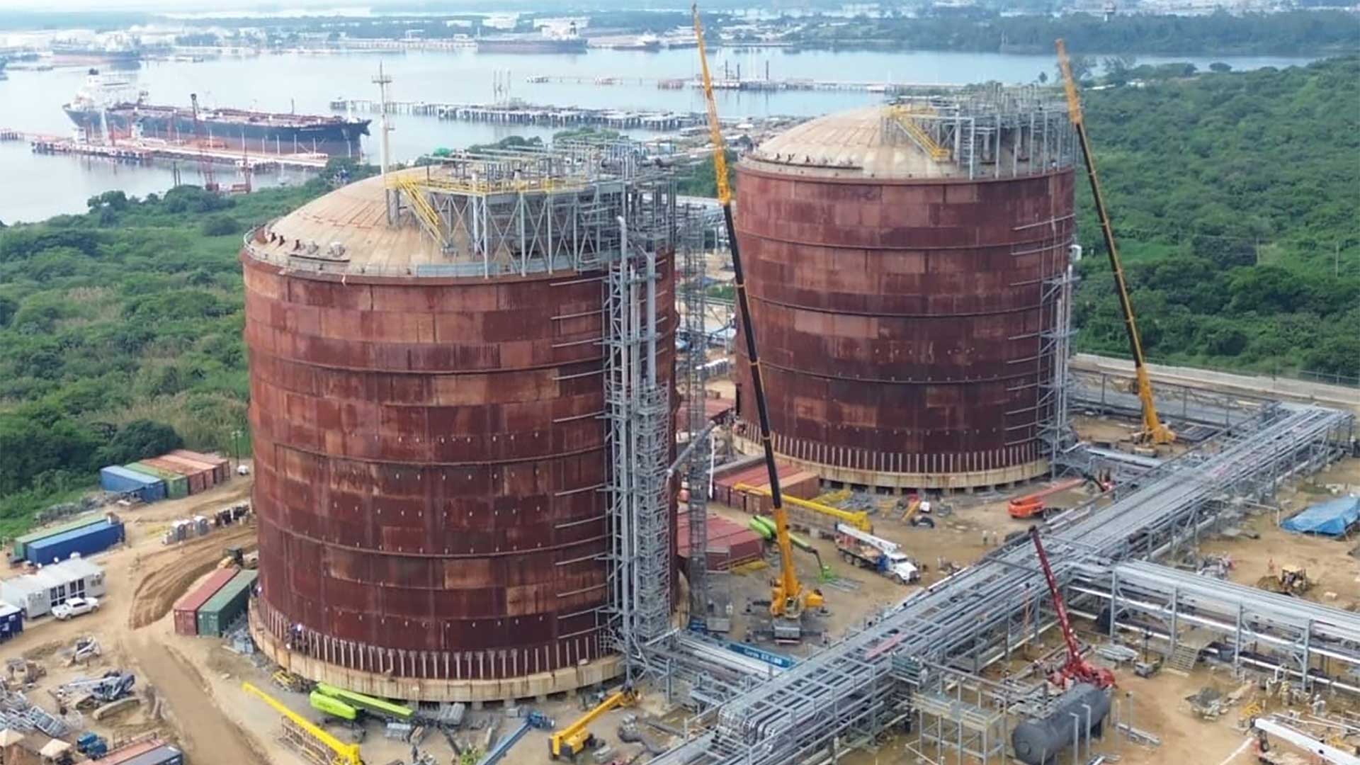 Twin Double Wall Cryogenic Tanks at New Ethane Import Terminal in Coatzacoalcos Veracruz