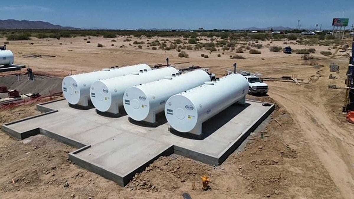FIREGUARD® aboveground steel fuel storage tanks at a commercial fueling facility in Arizona.
