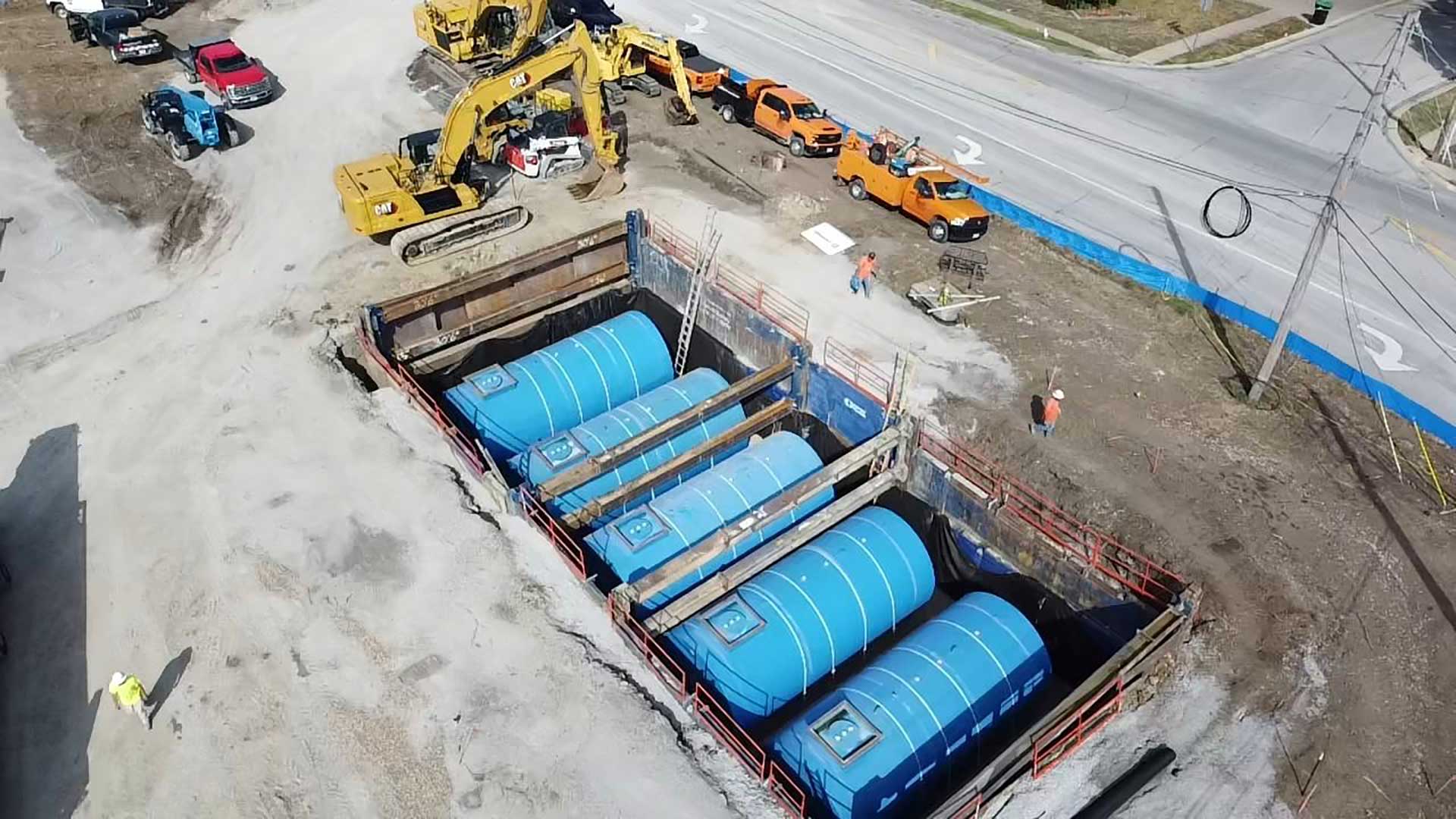 PERMATANK® underground storage tanks being installed.